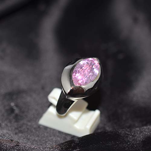 925 Sterling Silver Pink Topaz Marquise Cut Ring