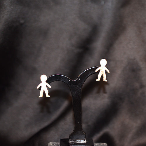 6 Carat Gold Plated Little Person Figure Stud Earrings