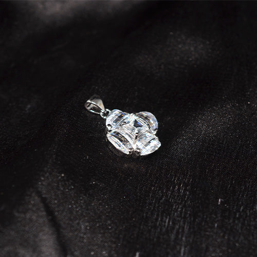 925 Sterling Silver White Zircon Woven Knot Pendant