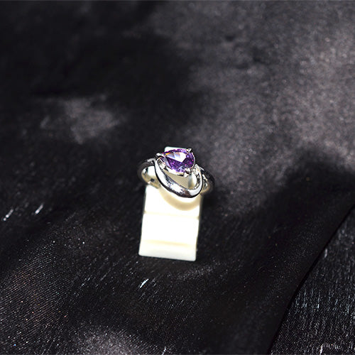 925 Sterling Silver Turkish Amethyst Heart Twist Ring
