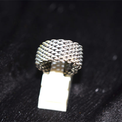 925 Sterling Silver Turkish Mesh Pattern Band Ring