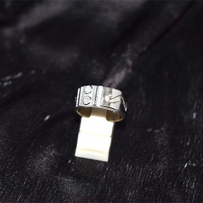 925 Sterling Silver Turkish Geometric Pattern Band Ring