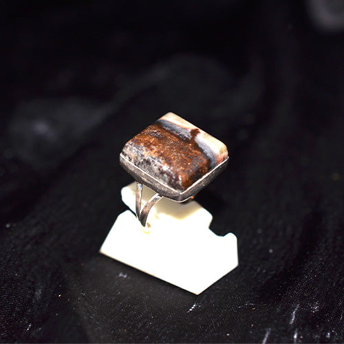 925 Sterling Silver Square Banded Agate Ring