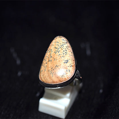 925 Sterling Silver Asymmetrical Speckled Jasper Ring