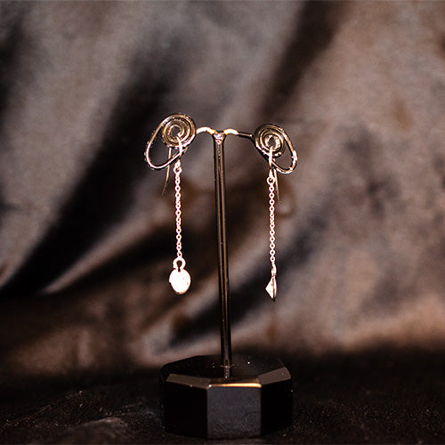 925 Sterling Silver Asymmetrical Spiral Chain Drop Earrings