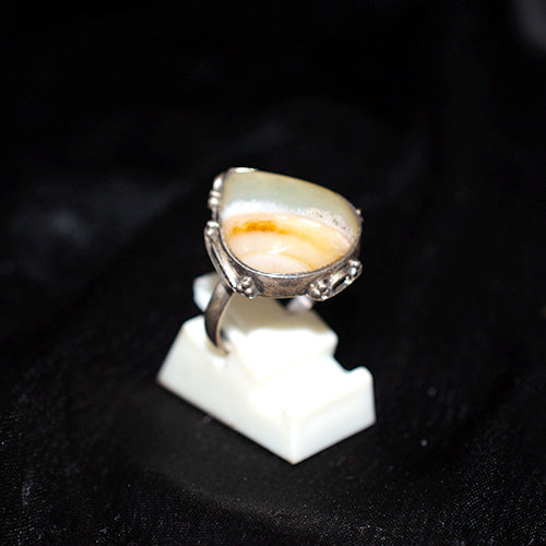 925 Sterling Silver Triangle Agate Vintage Ring