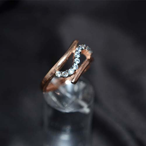 6 Carat Gold Plated White Crystal Open Curve Ring