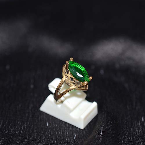 6 Carat Gold Plated Green Emerald Marquise Ring