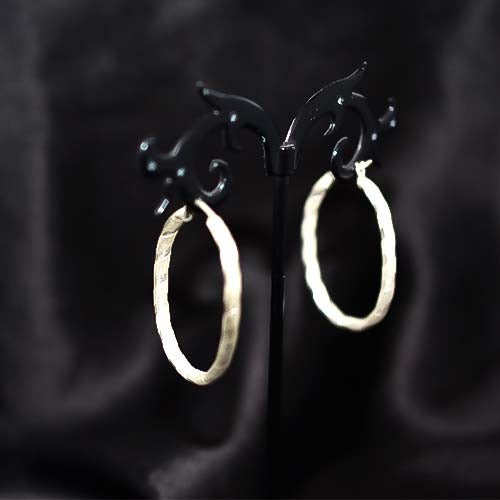 925 Sterling Silver Textured Hoop Earrings