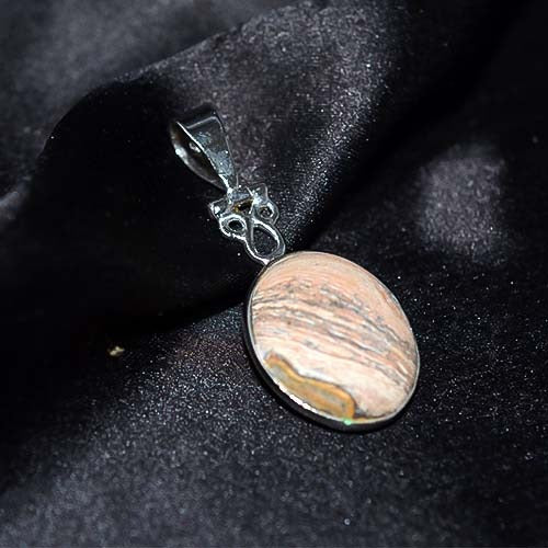 925 Sterling Silver Picture Jasper Scroll Pendant