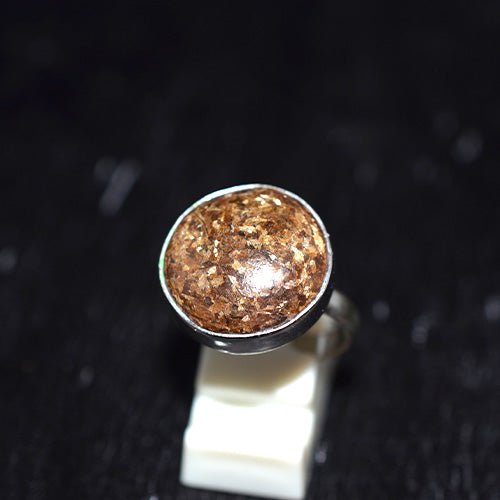 925 Sterling Silver Bronzite Round Ring