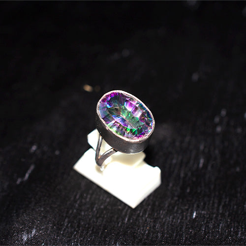 925 Sterling Silver Mystic Topaz Oval Ring