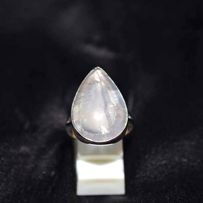 925 Sterling Silver Rose Quartz Teardrop Ring