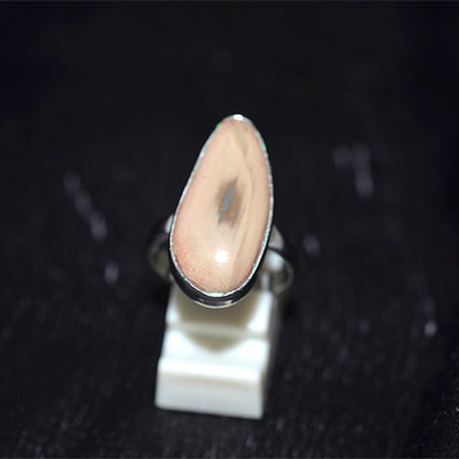 925 Sterling Silver Teardrop Cream Jasper Ring