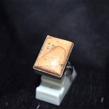 925 Sterling Silver Rectangular Sandstone Jasper Ring
