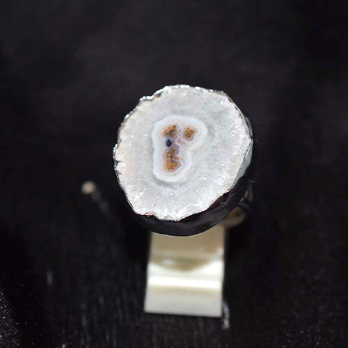 925 Sterling Silver Raw Edge Solar Quartz Ring