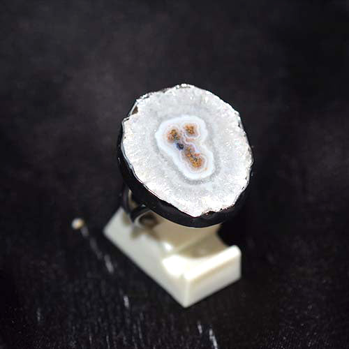 925 Sterling Silver Raw Edge Solar Quartz Ring