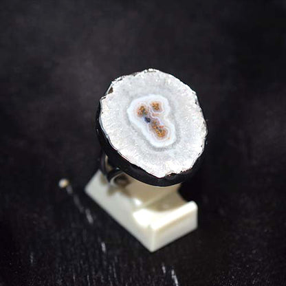 925 Sterling Silver Raw Edge Solar Quartz Ring