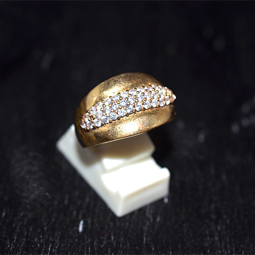 6 Carat Gold Plated Pave Channel Dome Ring