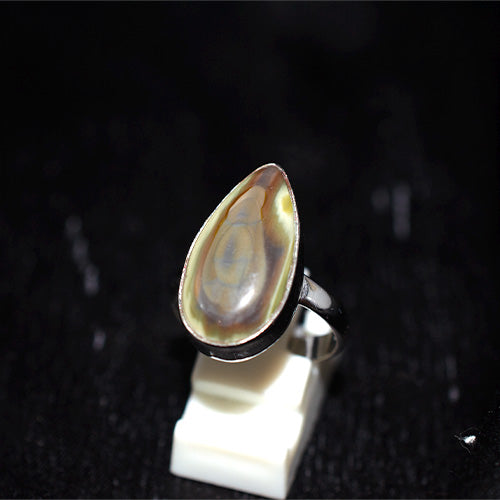 925 Sterling Silver Oval Banded Agate Ring
