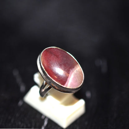925 Sterling Silver Rhodochrosite Oval Bezel Ring