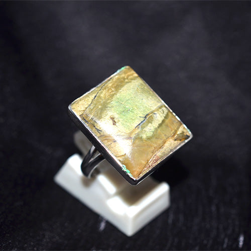 925 Sterling Silver Green Opal Rhombus Ring