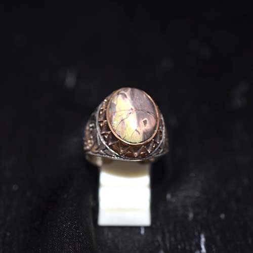 925 Sterling Silver Iridescent Oval Gemstone Ring with Gold-tone Bezel