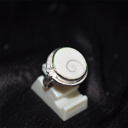 925 Sterling Silver Turkish Shiva Eye Shell Round Ring