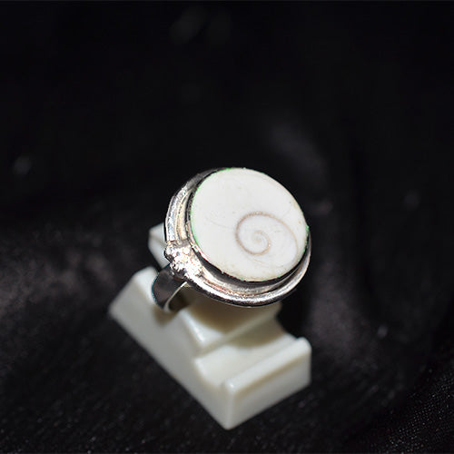 925 Sterling Silver Turkish Shiva Eye Shell Round Ring