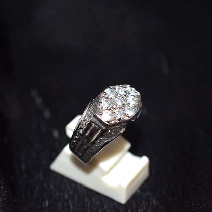 925 Sterling Silver Cubic Zirconia Hexagonal Cluster Ring