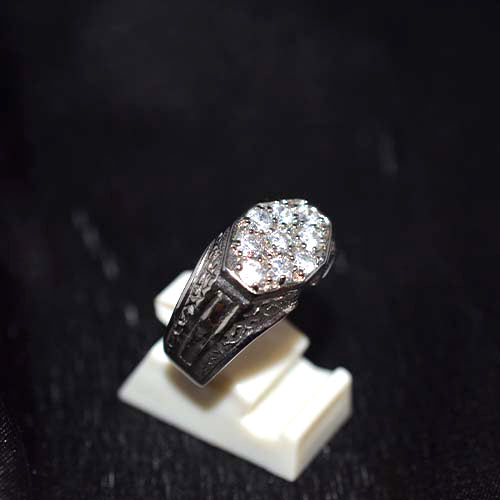 925 Sterling Silver Cubic Zirconia Hexagonal Cluster Ring