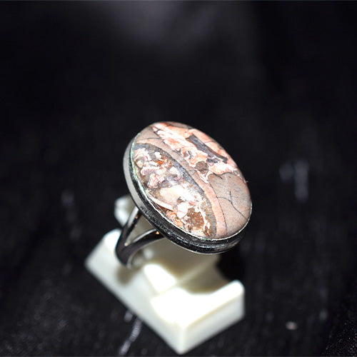 925 Sterling Silver Oval Brecciated Jasper Ring