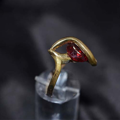 6 Carat Gold Plated Red Marquise Modern Open Ring