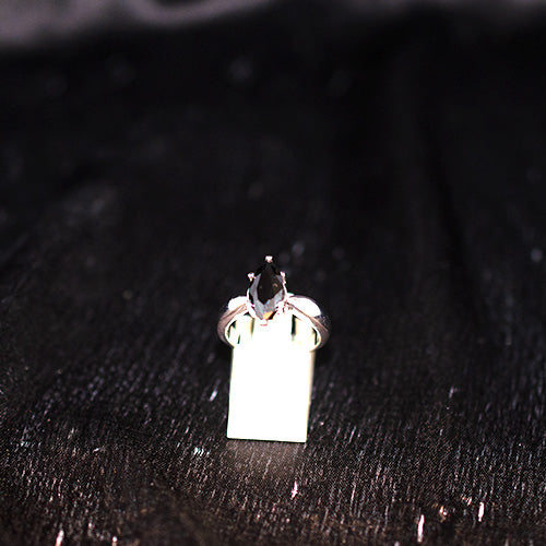 925 Sterling Silver Marquise Black Onyx Solitaire Ring