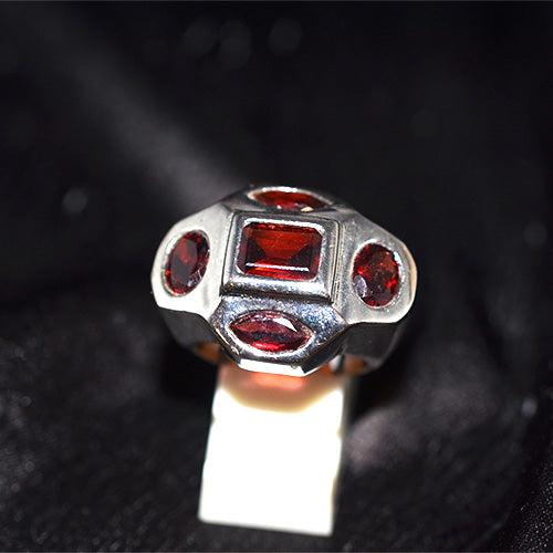 925 Sterling Silver Turkish Garnet Multi Shape Ring