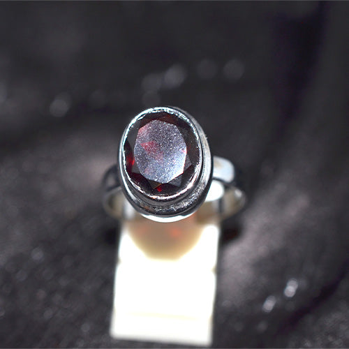 925 Sterling Silver Round Faceted Garnet Turkish Ring