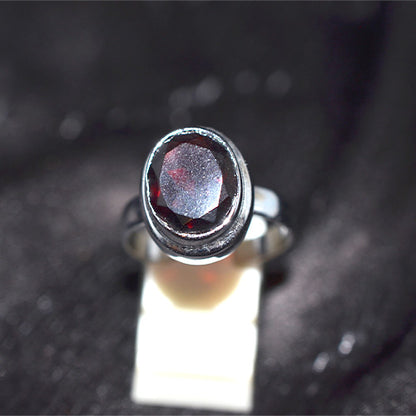 925 Sterling Silver Round Faceted Garnet Turkish Ring