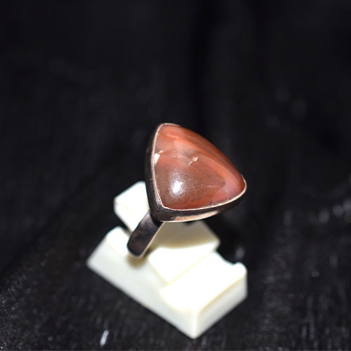925 Sterling Silver Red Jasper Soft Triangle Ring