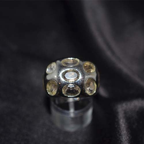 925 Sterling Silver Lemon Quartz Dome Multi-Stone Ring
