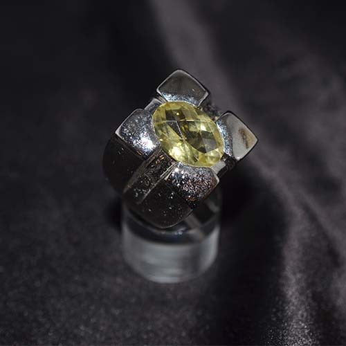 925 Sterling Silver Lemon Quartz Segmented Ring