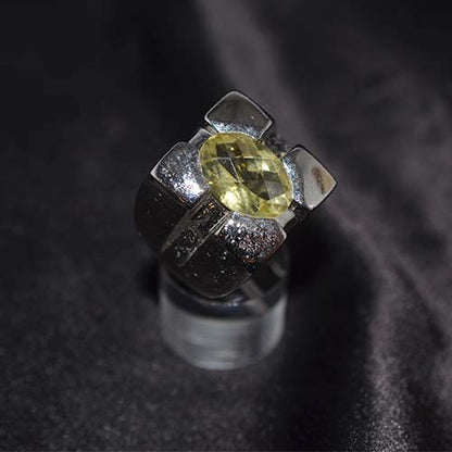 925 Sterling Silver Lemon Quartz Segmented Ring