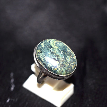 925 Sterling Silver Oval Ocean Jasper Ring