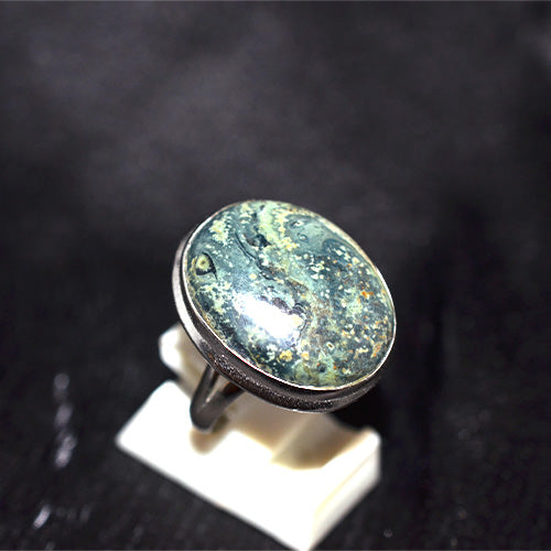 925 Sterling Silver Oval Ocean Jasper Ring