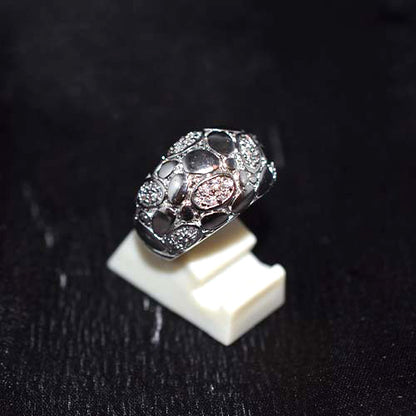 925 Sterling Silver Cubic Zirconia Pebble Motif Dome Ring