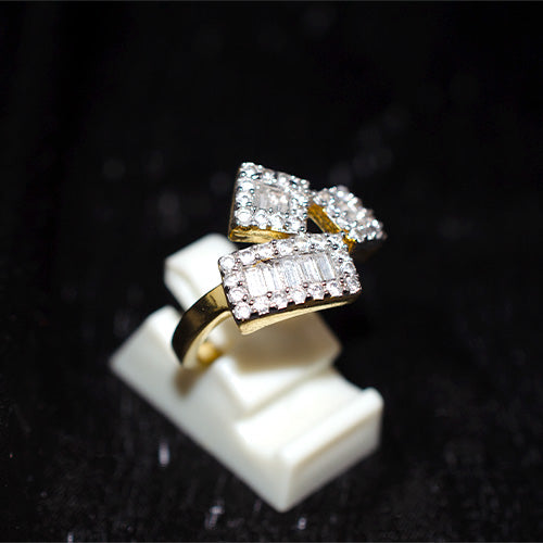 6 Carat Gold Plated Baguette and Round Cubic Zirconia Cluster Ring