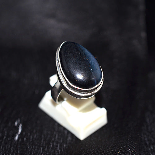 925 Sterling Silver Oval Blue Tiger's Eye Ring