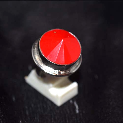 925 Sterling Silver Round Rose-Cut Red Coral Ring
