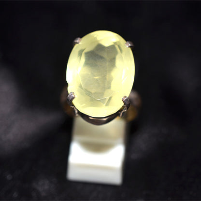 925 Sterling Silver Oval Lemon Quartz Prong Set Ring