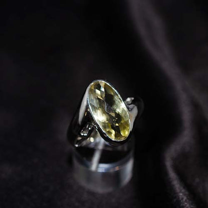 925 Sterling Silver Lemon Quartz Marquise Solitaire Ring