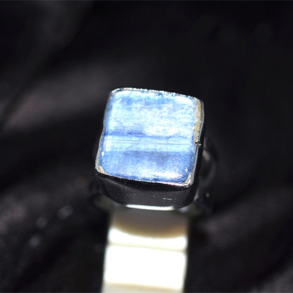 925 Sterling Silver Rectangular Blue Kyanite Ring